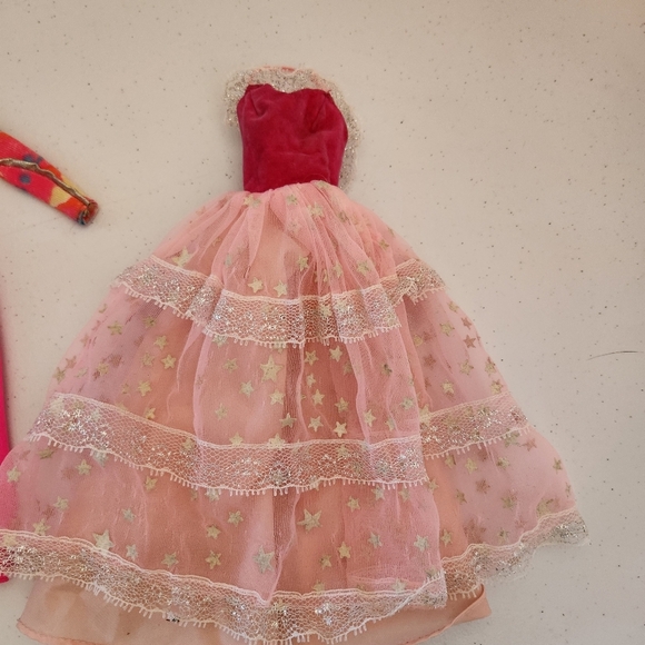 Vintage Barbie Clothes Pink Stars Dream Glow Dress Ski Fun Snowsuit Leotard - Picture 2 of 5
